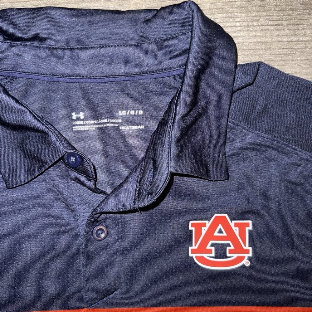 Auburn University Tigers Under Armor Large Polo Shirts - Lot of 2 - Picture 5 of 9